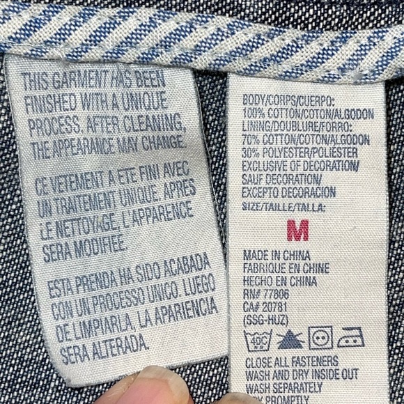 Tommy Hilfiger Vintage Denim Jacket Cropped Scalloped Puff Sleeve M - Picture 8 of 15